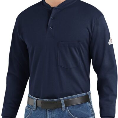 Long Sleeve Tagless Henley Shirt - Tall Sizes Thumbnail